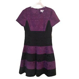 Belle Badgley Mischka Black Purple Striped Dress Size 6